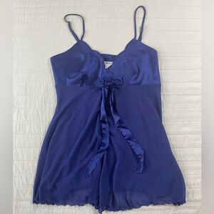 Vintage Victoria's Secret Deep Blue Babydoll Slip Lingerie Large